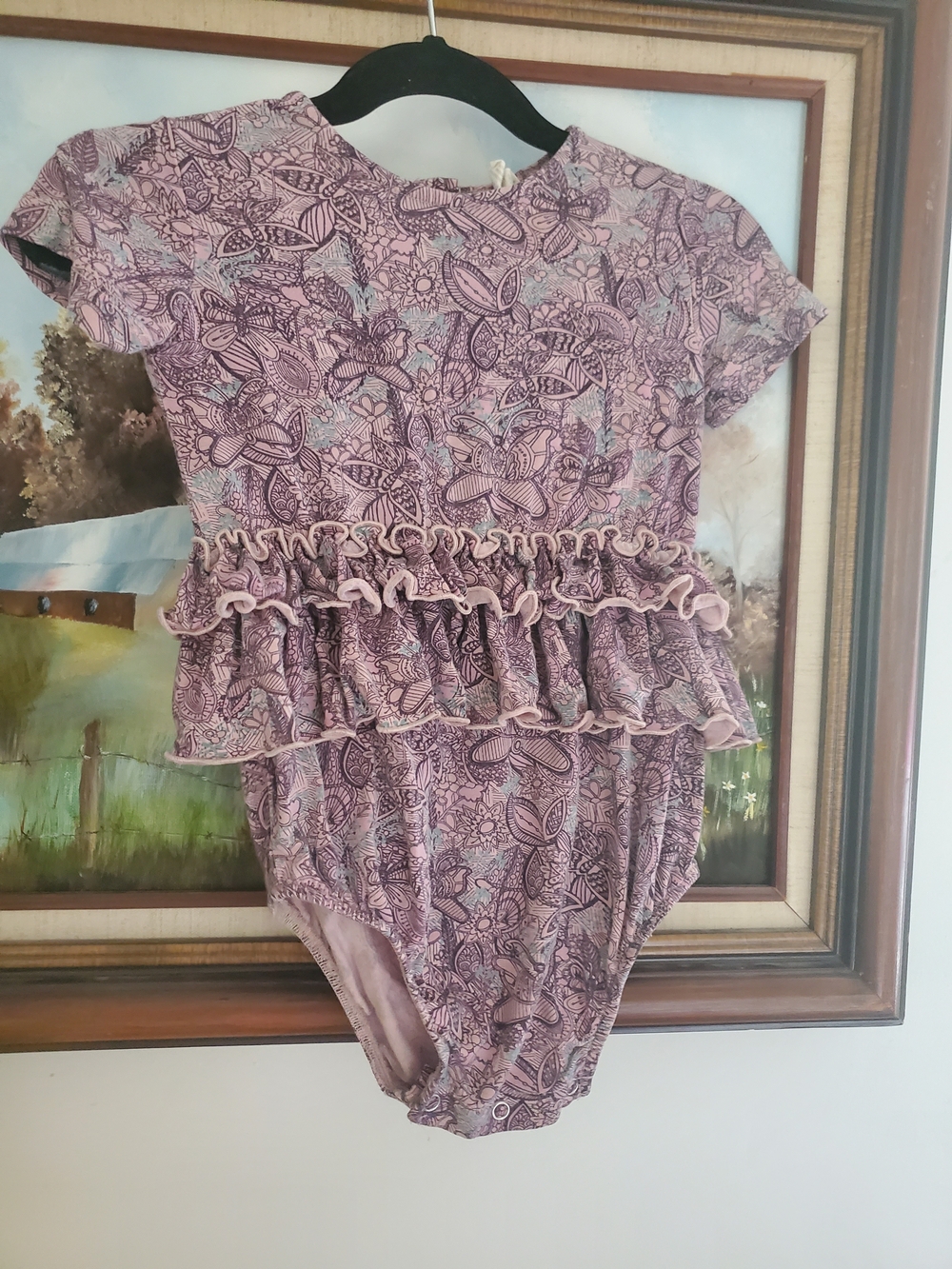 kate quinn 18-24 Month Dusty Mauve Floral Ruffle Romper